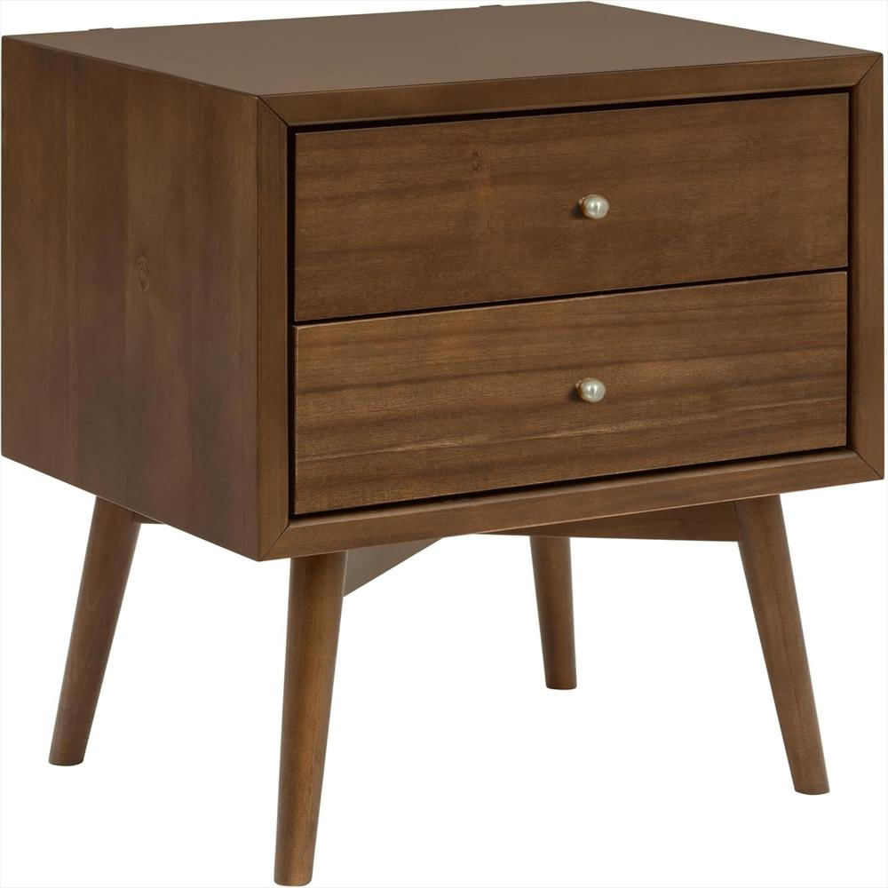 Mesita De Noche Babyletto 2 Cajones Diseño Moderno Puerto De Carga Usb Nogal Natural img #1