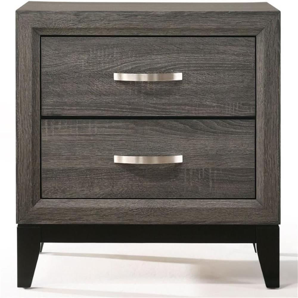 Mesita De Noche Acme Metal Y Madera 2 Cajones Gris Desgastado img #5