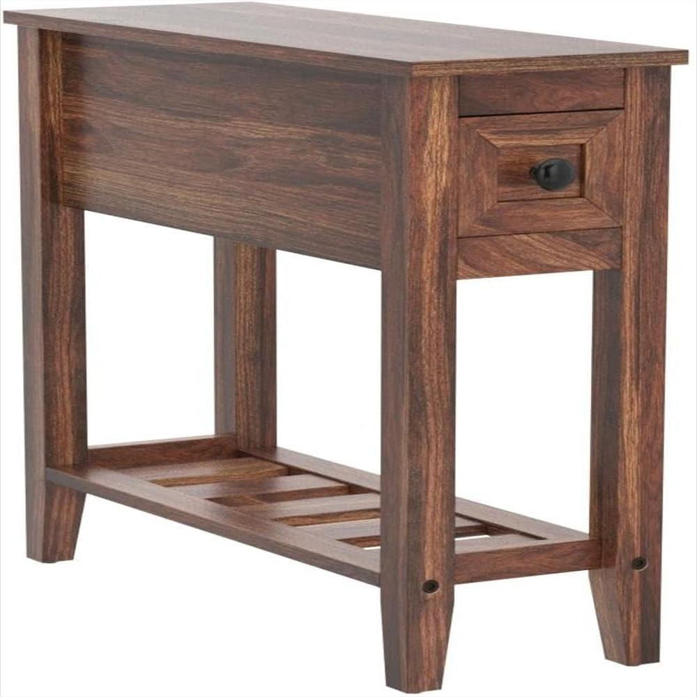 Mesa Auxiliar Lusuowlz Estrecha Con Cajón Y Estante De Almacenamiento Color Negro 24 Pulgadas img #4