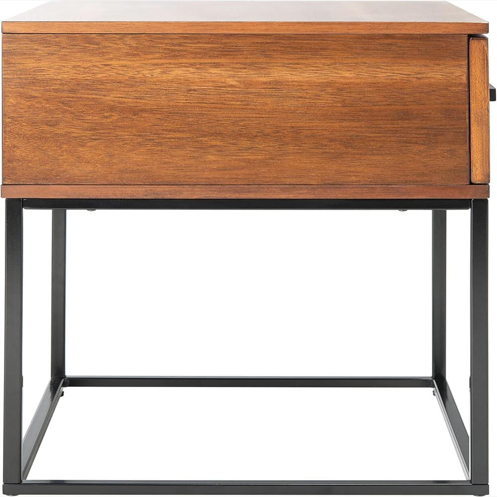 Mesita De Noche Safavieh Cajón Caoba Marrón Diseño Contemporáneo Metal Negro img #4