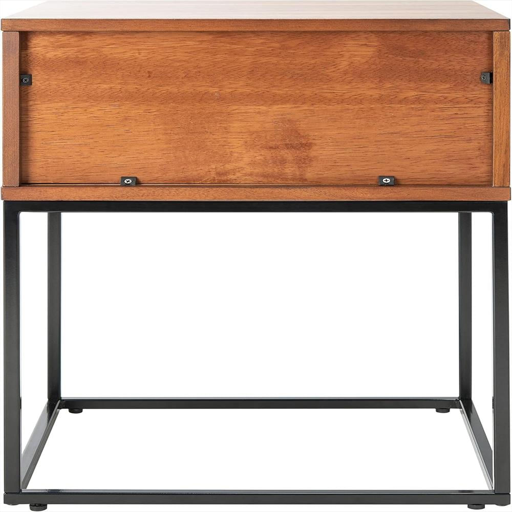 Mesita De Noche Safavieh Cajón Caoba Marrón Diseño Contemporáneo Metal Negro img #5