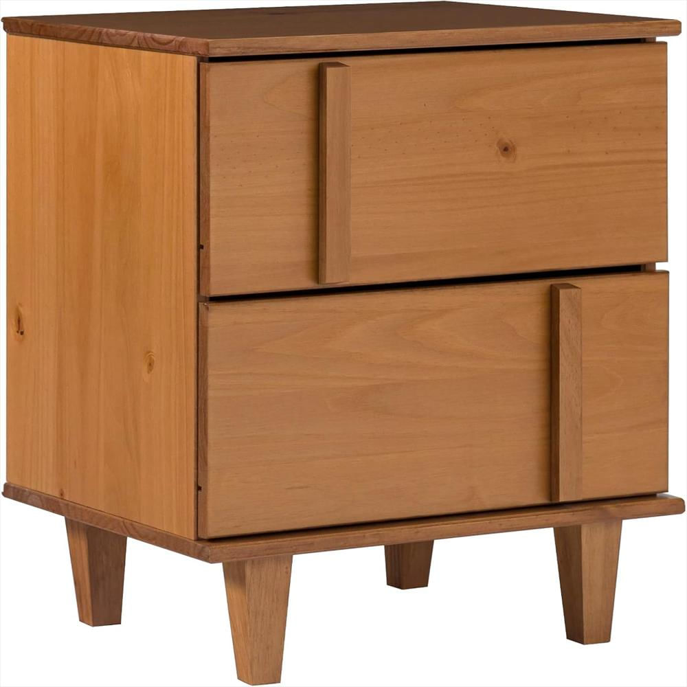 Mesita De Noche Walker Edison Madera Pino Maciza 50 Cm 2 Cajones Diseño Contemporáneo img #1