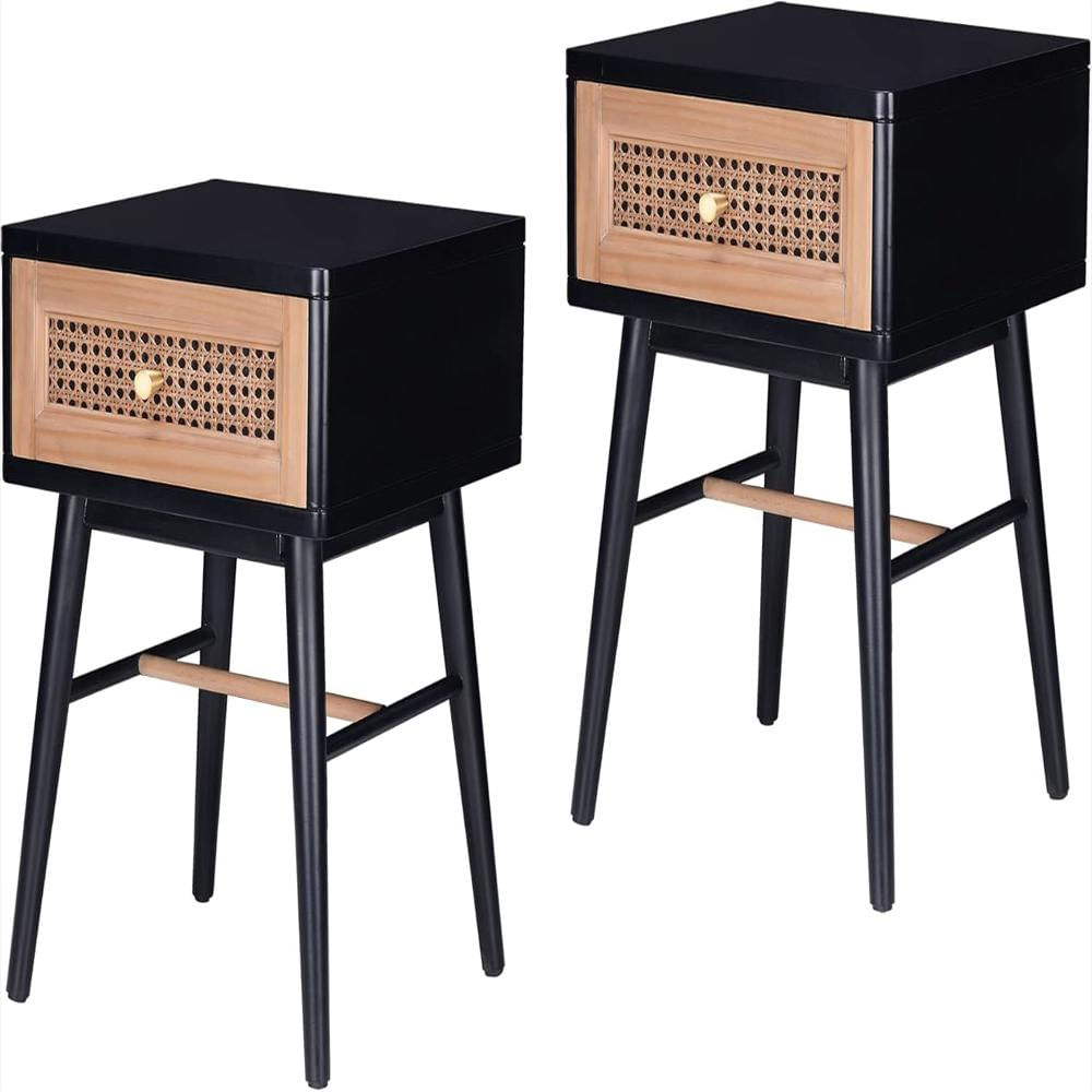 Mesita De Noche Cozayh Moderna Con Cajón Color Negro Totalmente Montada img #1