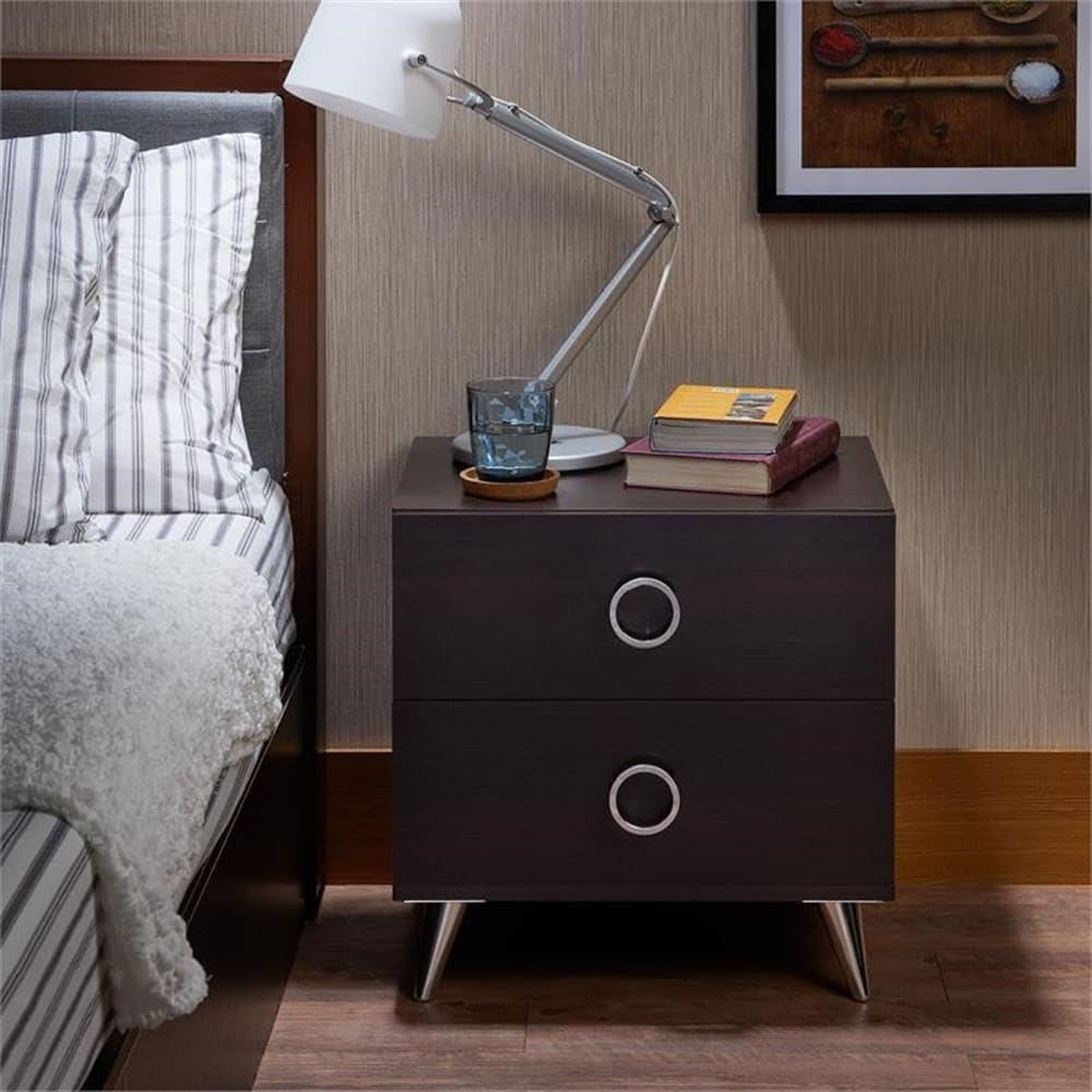 Mesita De Noche Acme Furniture Madera 2 Cajones Color Espresso img #2