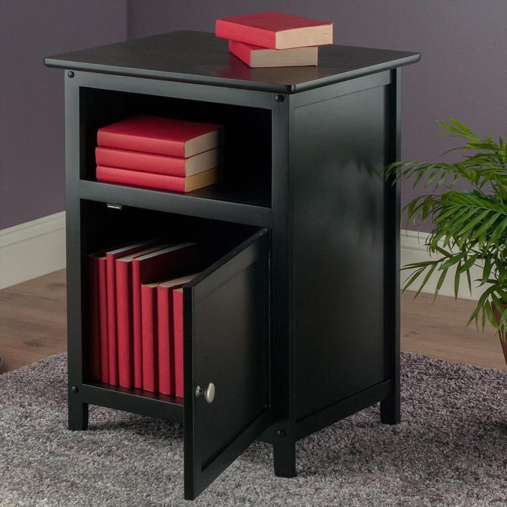 Mesa Auxiliar Winsome Madera Maciza Color Negro Diseño Moderno img #2