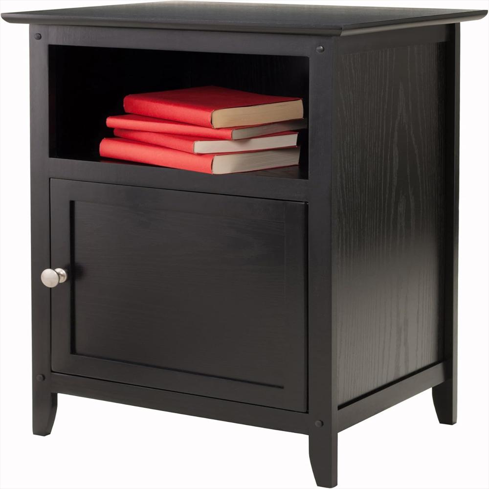 Mesa Auxiliar Winsome Madera Maciza Color Negro Diseño Moderno img #3