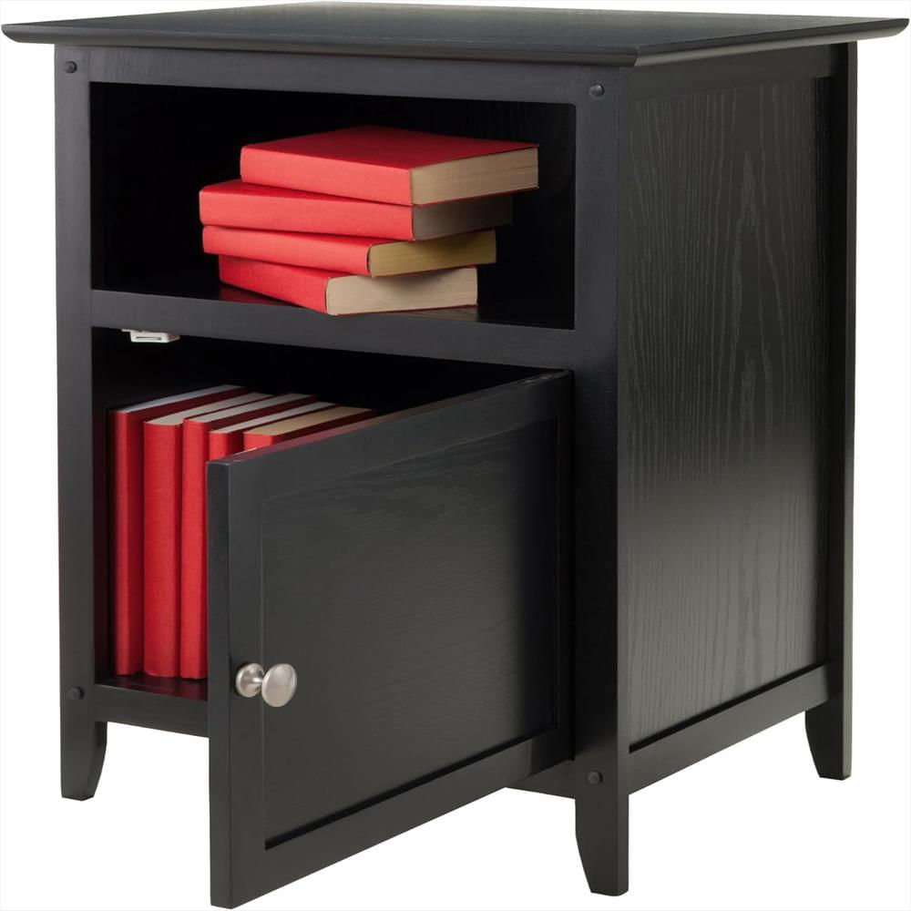 Mesa Auxiliar Winsome Madera Maciza Color Negro Diseño Moderno img #4