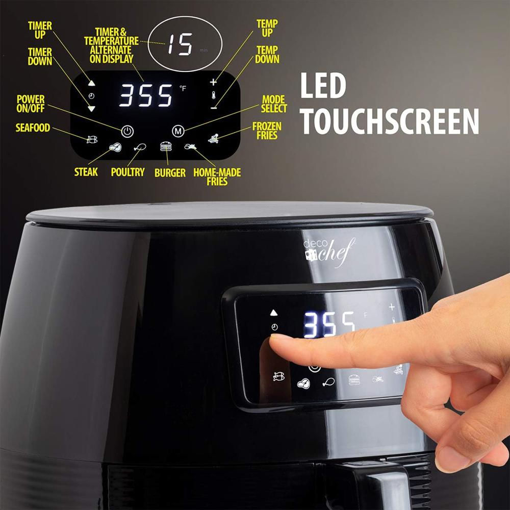 Freidora De Aire Deco Chef Digital 5.8 Litros Accesorios Y Libro De Cocina Color Negro img #2