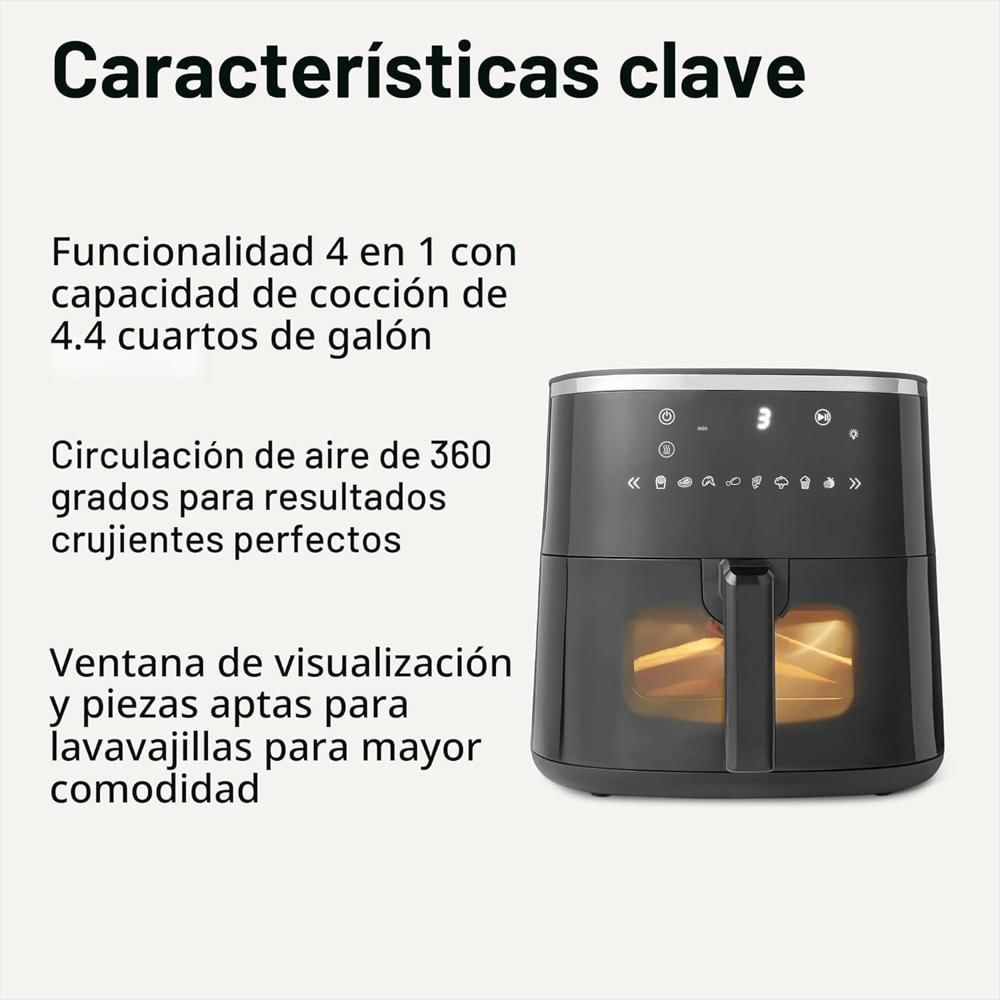 Freidora De Aire Amazon Basics 4.4 Cuartos 8 Menús Digitales Color Negro img #2