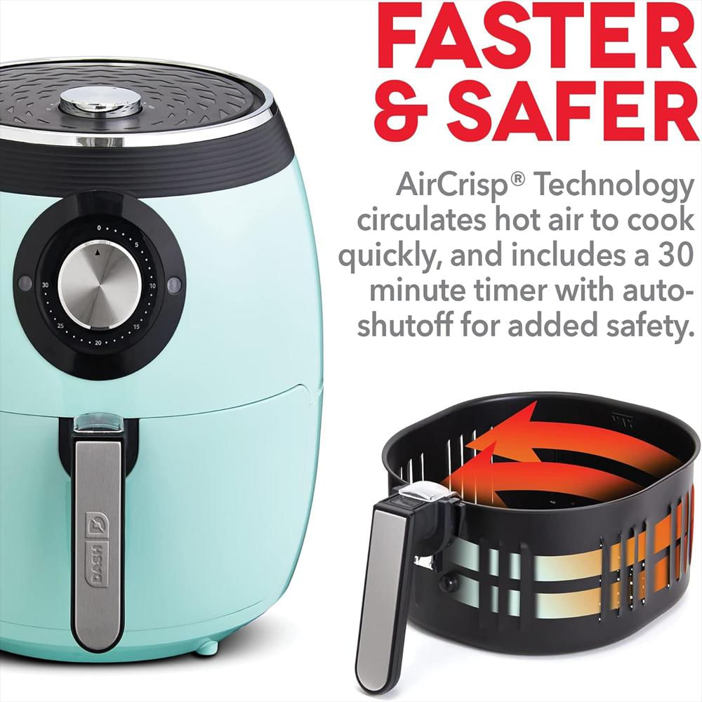 Freidora De Aire Dash 1700 W Cesta Antiadherente Control De Temperatura Color Aguamarina 6 Cuartos img #5