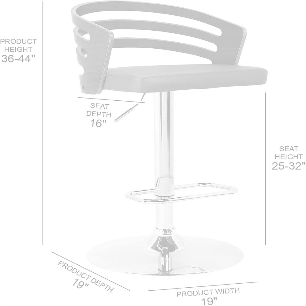 Taburete Giratorio Armen Living Piel Sintética Altura Ajustable Base Cromada img #3