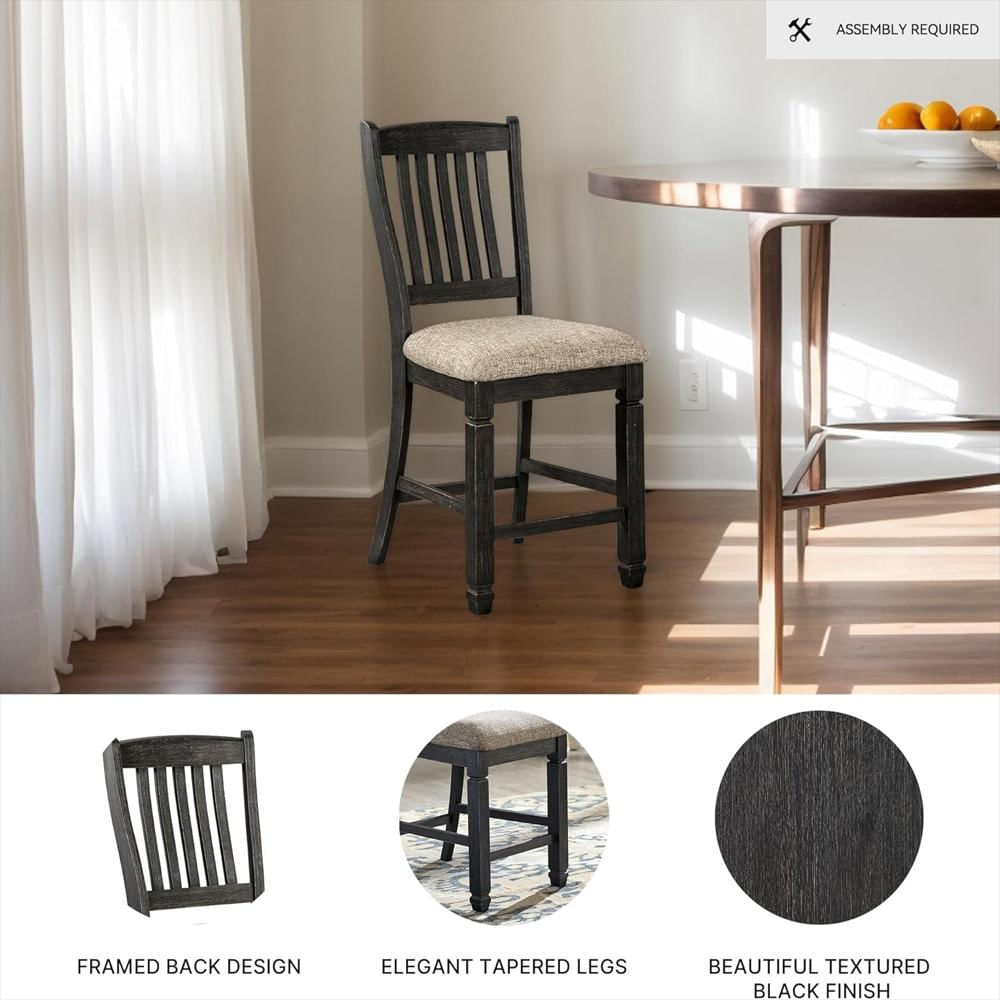Taburete De Bar Signature Design By Ashley Tapizado Negro Texturizado Juego De 2 61.93 Cm img #4
