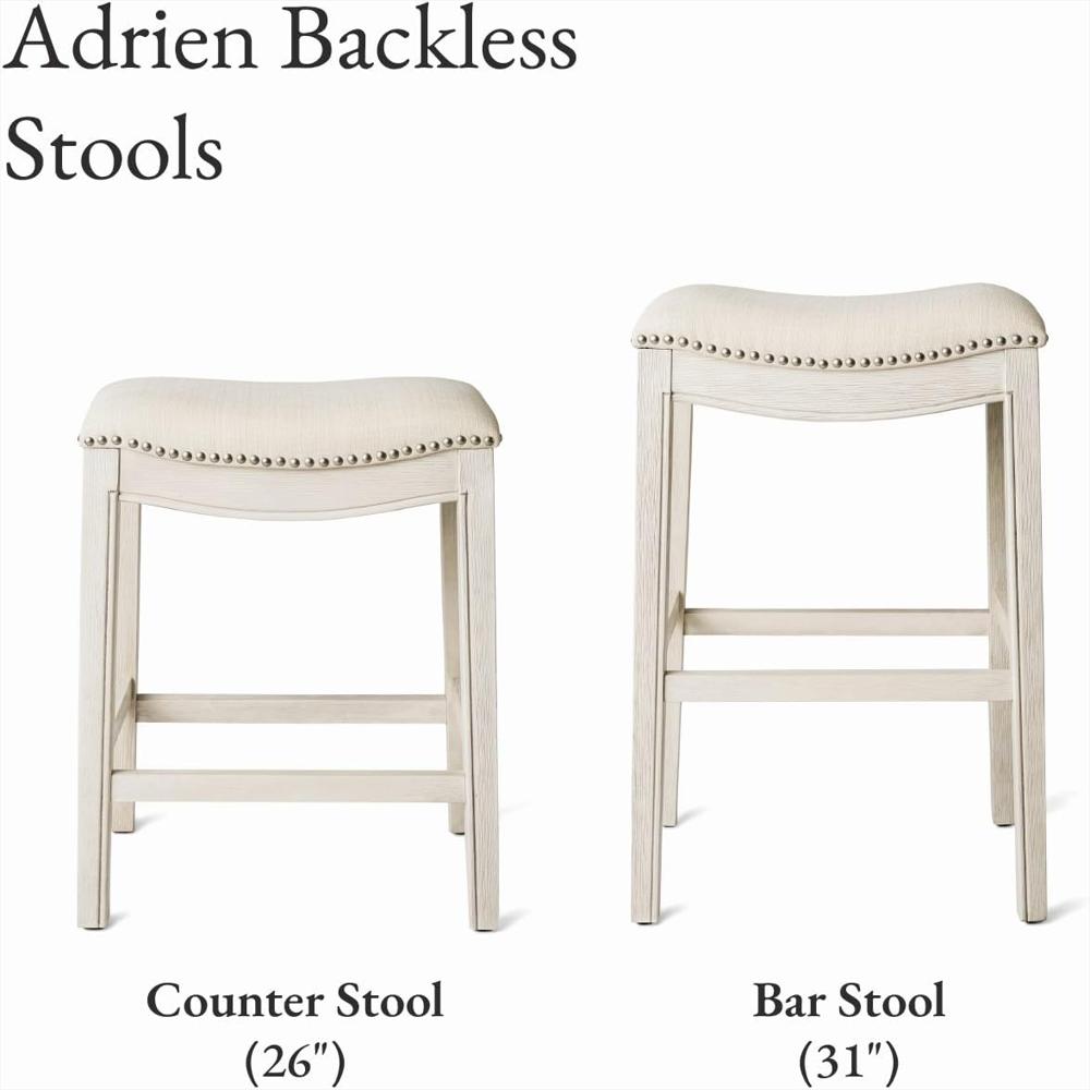 Taburetes De Bar Maven Lane Juego De 2 Madera Maciza Color Crema Asiento De 79 Cm Sin Respaldo img #5