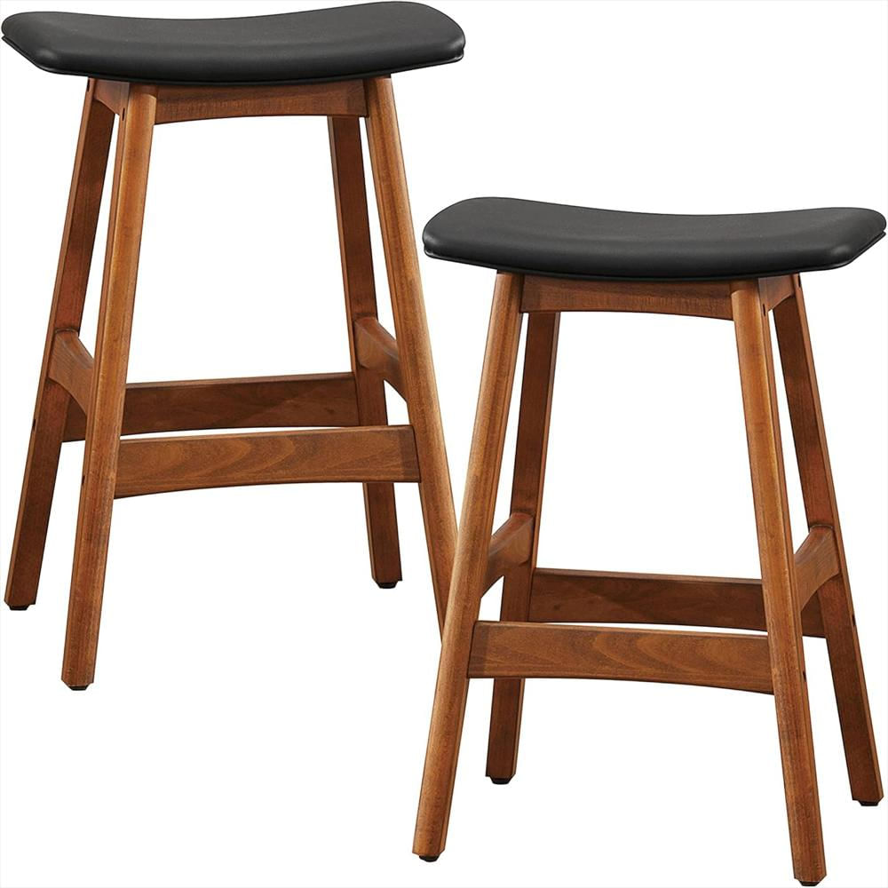 Taburete Homelegance Acolchado Vinilo Bifundido Set 2 Negro 25 Pulgadas img #1