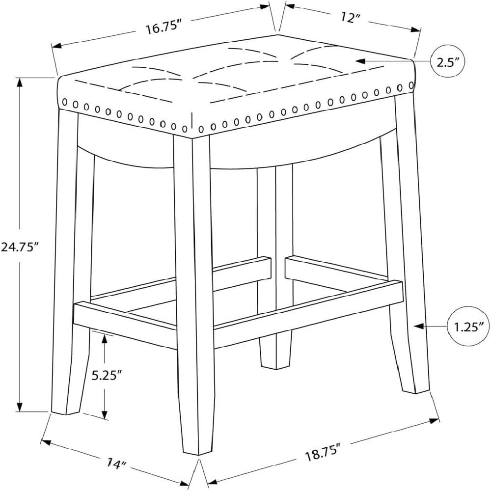 Taburete De Bar Monarch Specialties Asiento Acolchado Cuero Sintético Negro Juego De 2 img #3