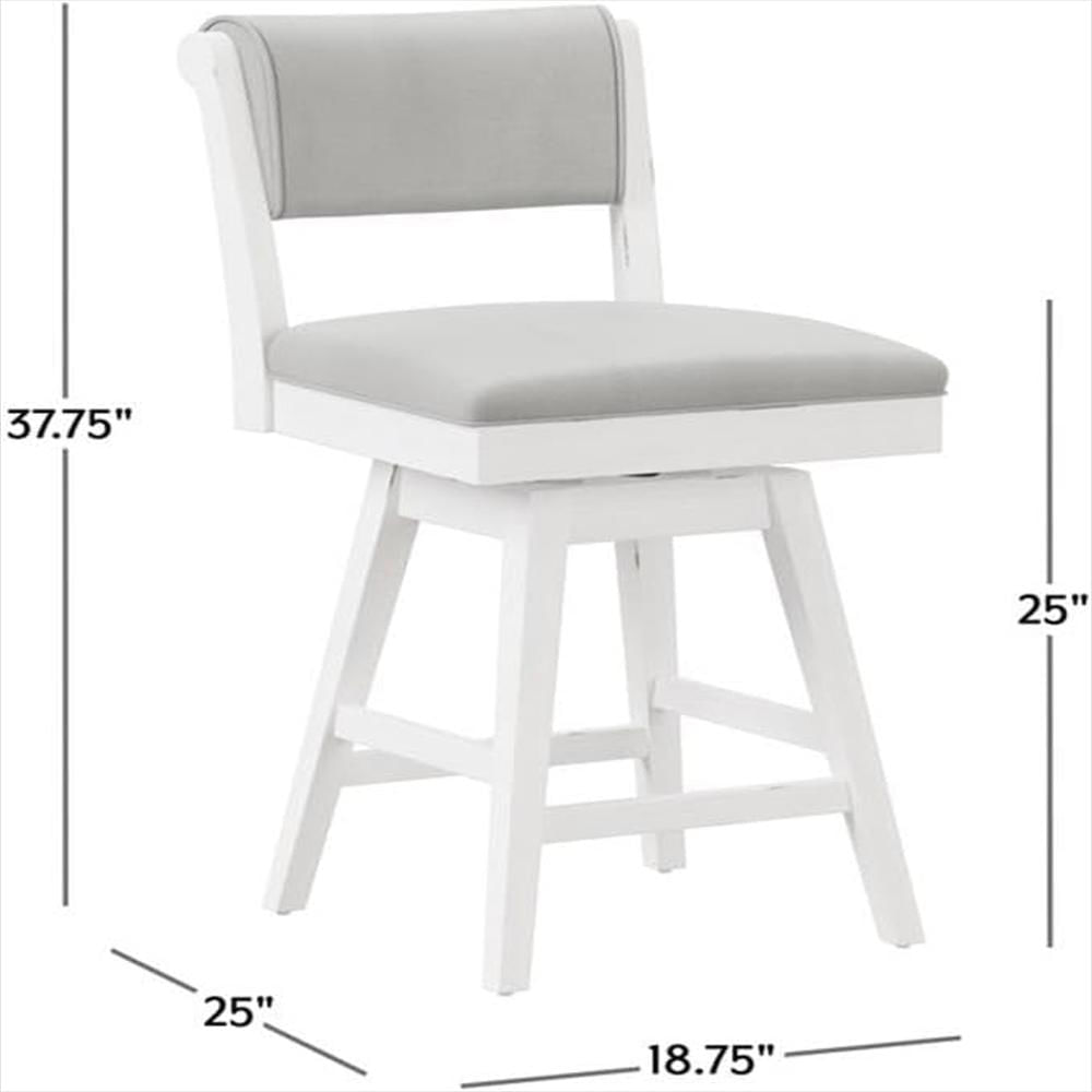 Taburete Giratorio Hillsdale Madera Blanca Tapizado Poliester Gris 25 Pulgadas Altura img #3