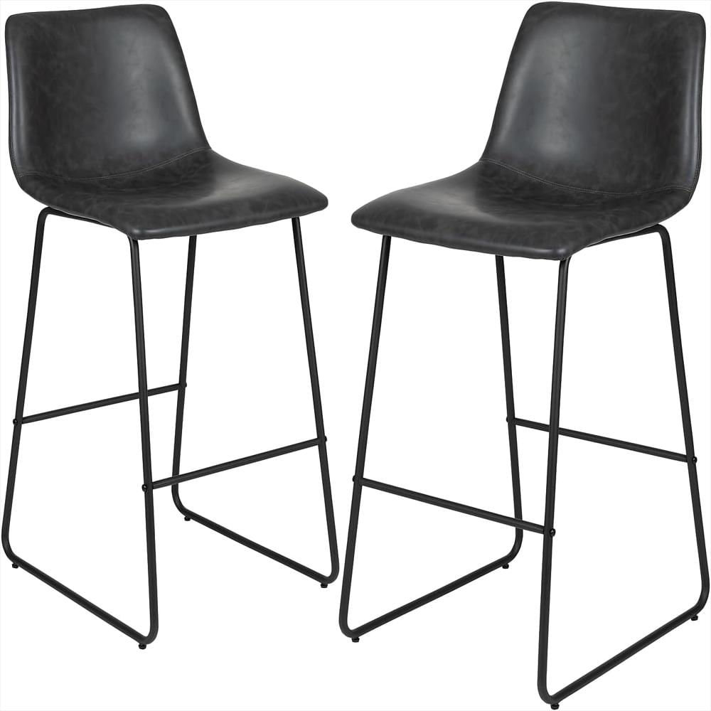 Taburete De Bar Flash Furniture Leathersoft 76 Cm Juego De 2 Color Gris Estilo Moderno img #1