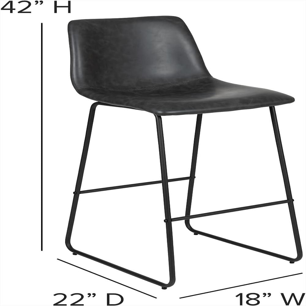 Taburete De Bar Flash Furniture Leathersoft 76 Cm Juego De 2 Color Gris Estilo Moderno img #3