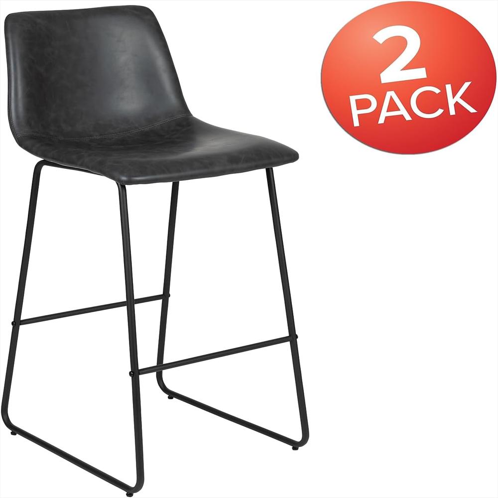Taburete De Bar Flash Furniture Leathersoft 76 Cm Juego De 2 Color Gris Estilo Moderno img #4
