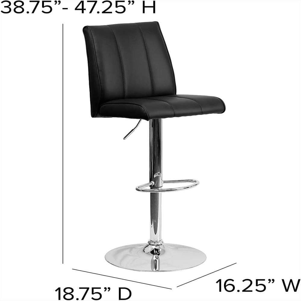 Taburete De Bar Flash Furniture Vinilo Gris Acolchado Altura Ajustable Base Cromada img #3