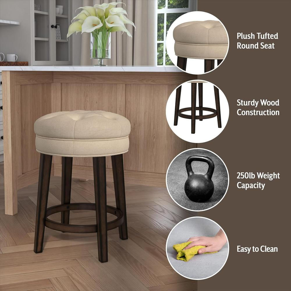 Taburete Hillsdale Furniture Giratorio Gris Carbón Tapizado En Lino Piedra img #4