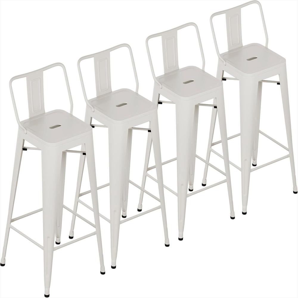 Taburetes De Bar Yongchuang Metal Apilables 26 Pulgadas Color Blanco Crema Set De 4 img #1