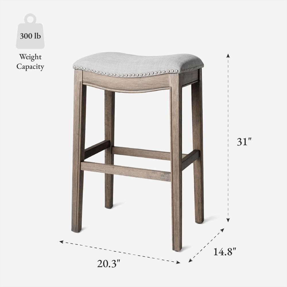 Taburete De Bar Maven Lane Madera Maciza Gris Asiento 79 Cm Sin Respaldo img #3