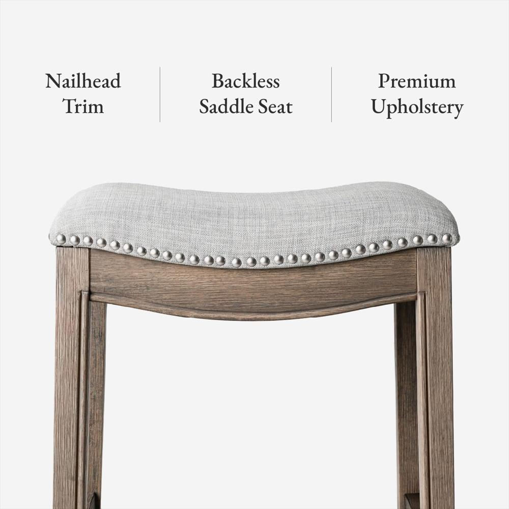 Taburete De Bar Maven Lane Madera Maciza Gris Asiento 79 Cm Sin Respaldo img #4