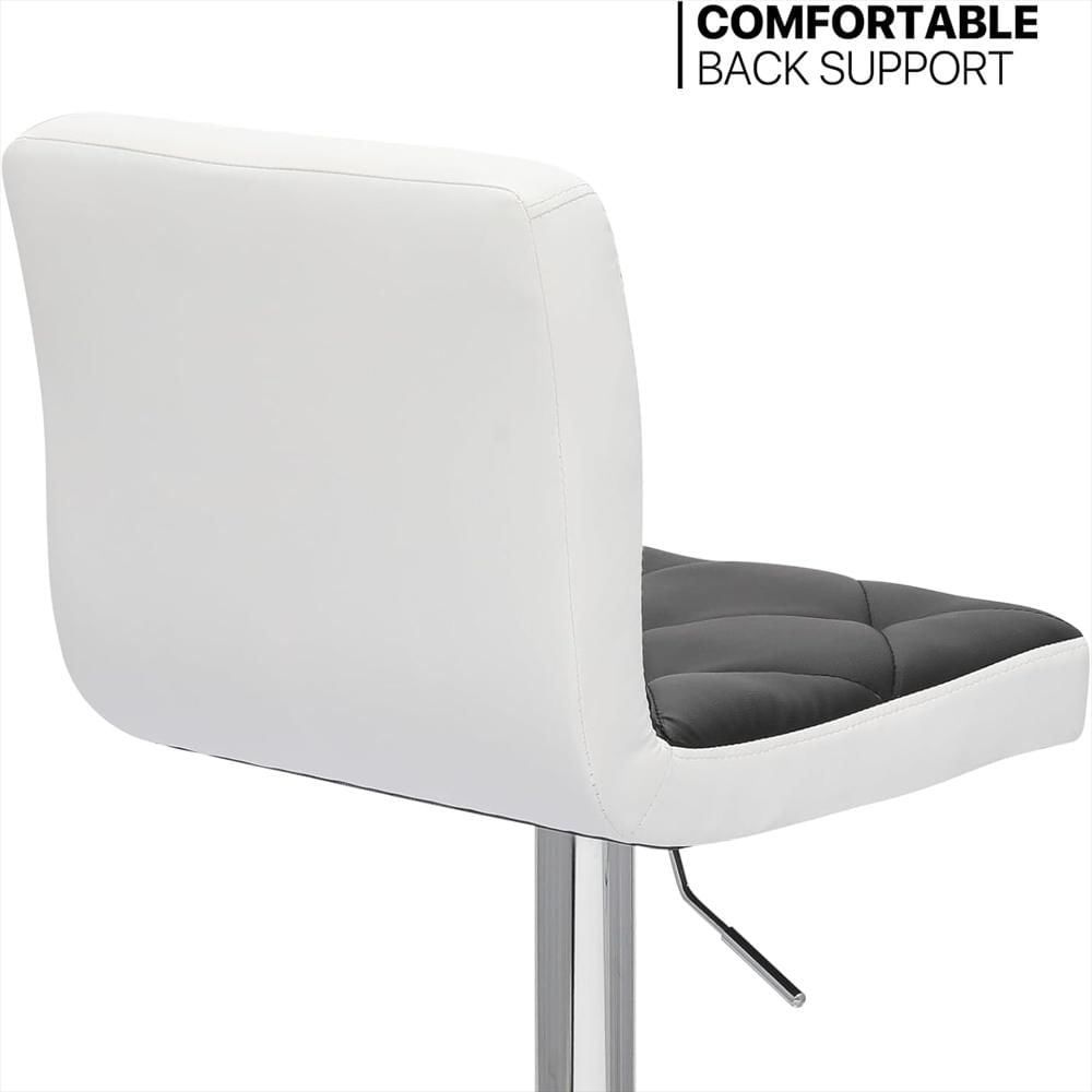 Taburete De Bar Monibloom Ajustable Giratorio Piel Sintética Negro Y Blanco img #5