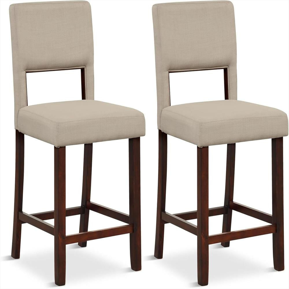 Taburete De Bar Giantex Lino Con Respaldo 62 Cm Set De 2 Carga Máxima 400 Lb img #1