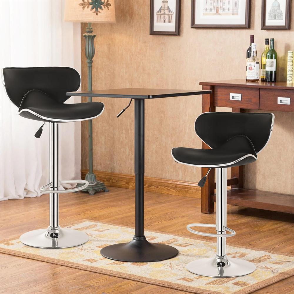 Taburete De Bar Bestoffice Ajustable Piel Sintética Negro Conjunto De 2 img #4