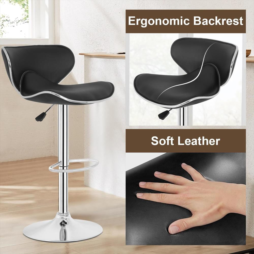Taburete De Bar Bestoffice Ajustable Piel Sintética Negro Conjunto De 2 img #5