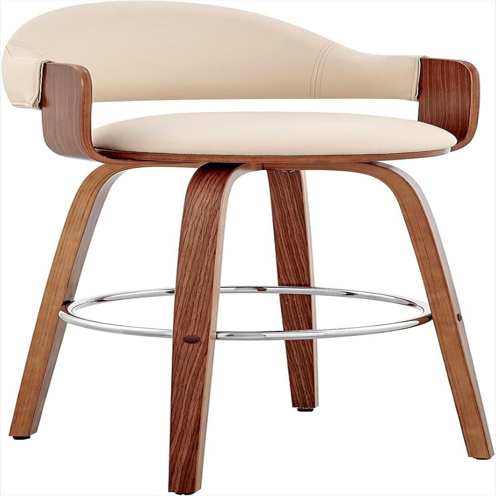 Taburete De Bar Armen Living Piel Sintética Crema Altura Del Asiento 66 Cm Giratorio img #1
