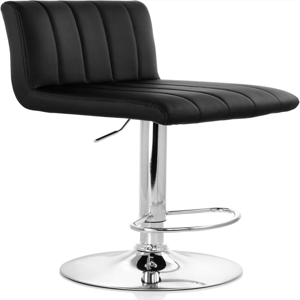Taburete De Bar Elama Ajustable Piel Sintética Negro Base Cromada Juego De 2 img #5