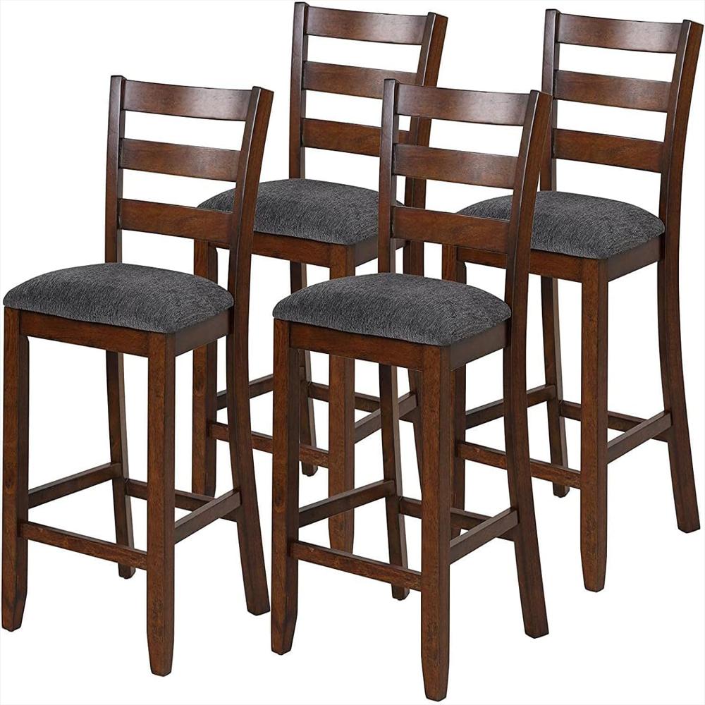 Taburete De Bar Nafort Tapizado Madera De Goma 64 Cm Respaldo Ergonomico img #1