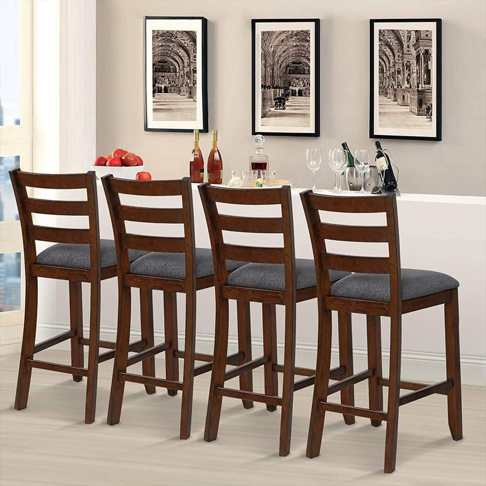 Taburete De Bar Nafort Tapizado Madera De Goma 64 Cm Respaldo Ergonomico img #2