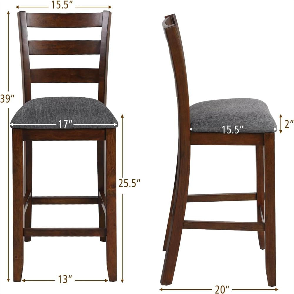 Taburete De Bar Nafort Tapizado Madera De Goma 64 Cm Respaldo Ergonomico img #3