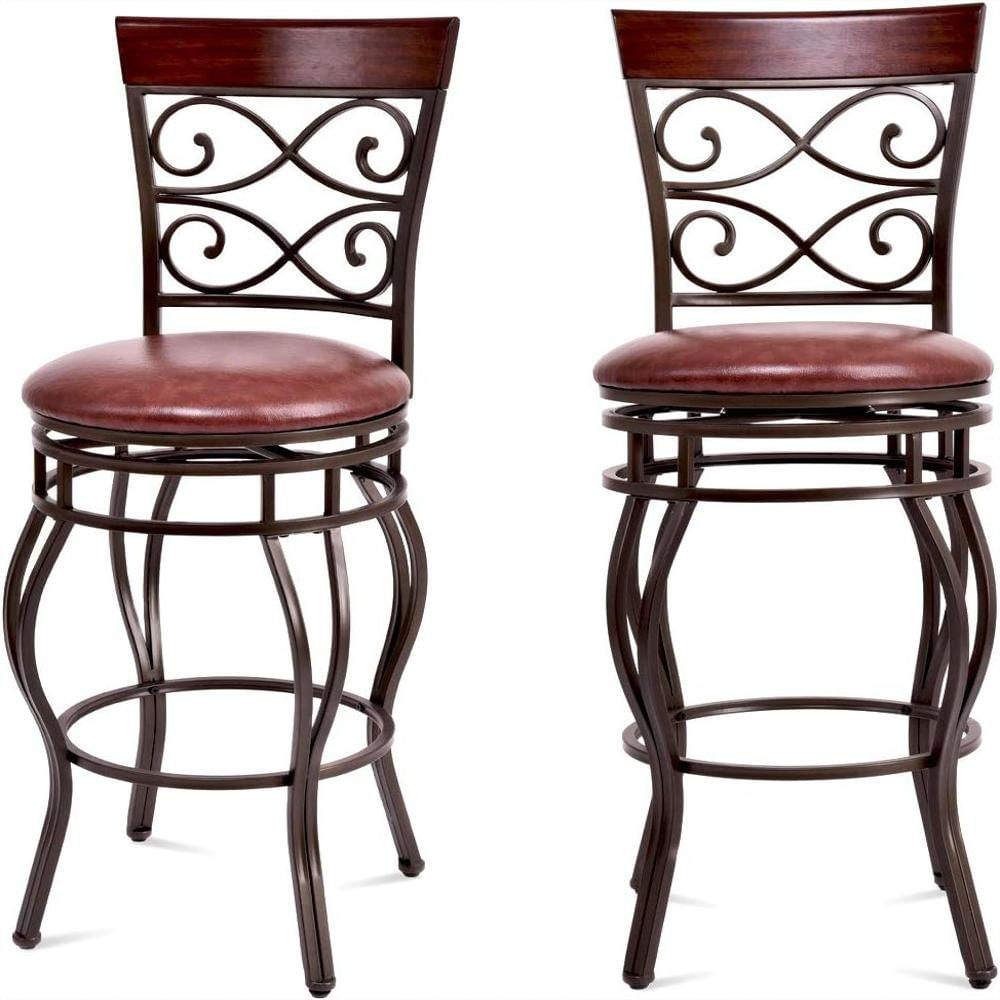 Taburete De Bar Glacer Estilo Retro Asiento Acolchado Giratorio 360 Grados img #1
