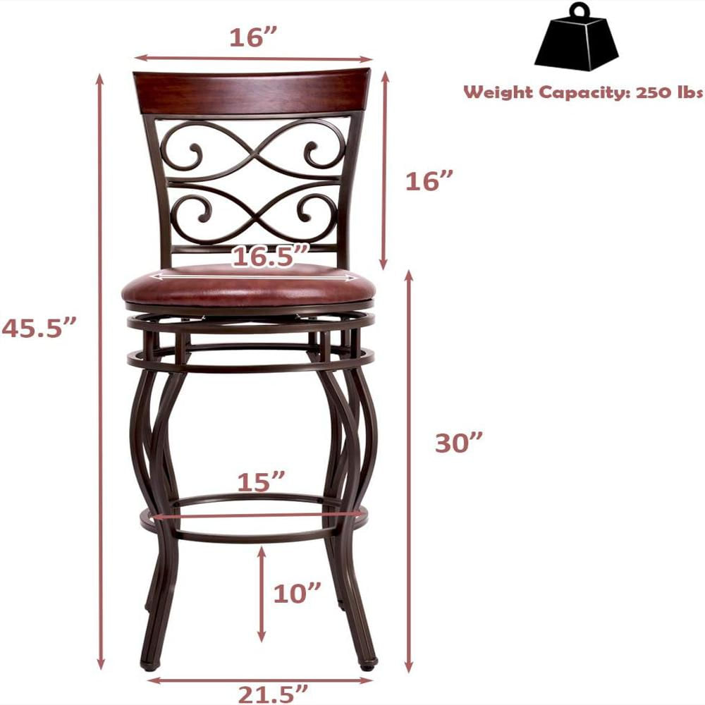 Taburete De Bar Glacer Estilo Retro Asiento Acolchado Giratorio 360 Grados img #3