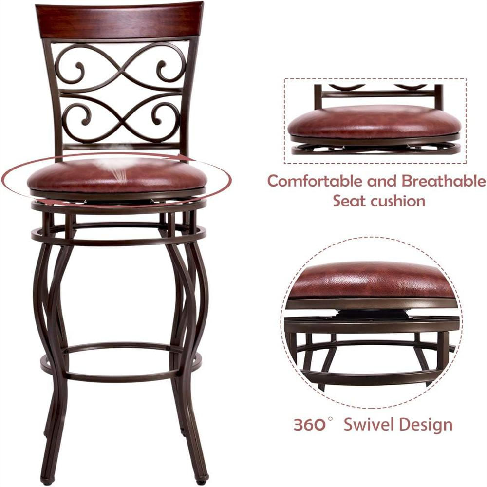 Taburete De Bar Glacer Estilo Retro Asiento Acolchado Giratorio 360 Grados img #4