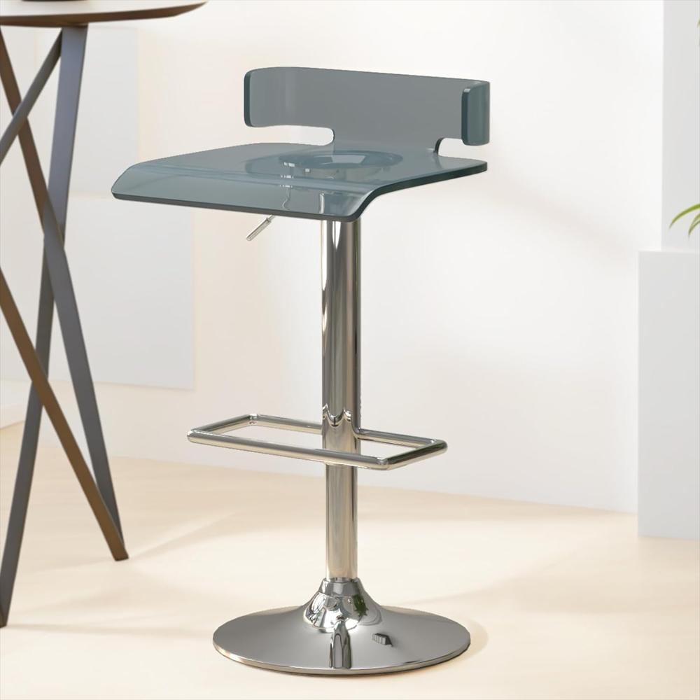 Taburete De Bar Acme Giratorio Ajustable Gris Abs Metal Cromado img #2
