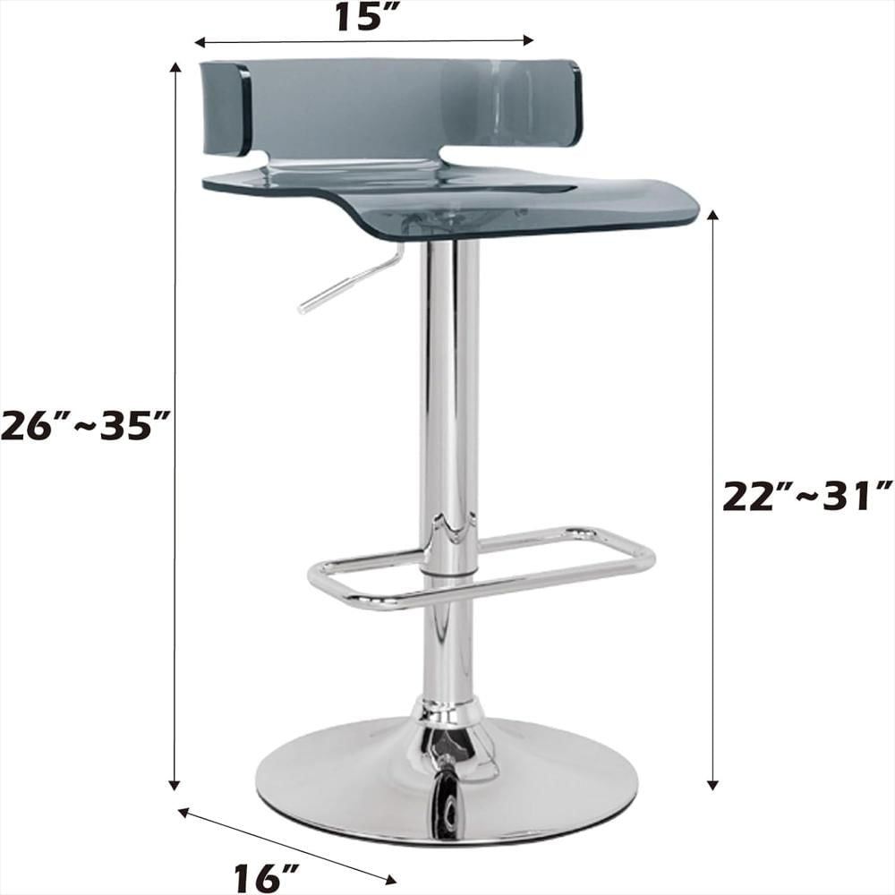 Taburete De Bar Acme Giratorio Ajustable Gris Abs Metal Cromado img #3