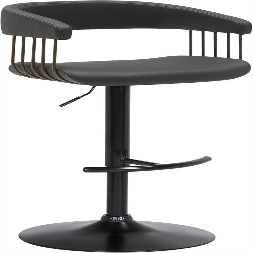 Taburete De Bar Armen Living Piel Sintética Negra Giratorio Altura Ajustable Metal Negro img #1