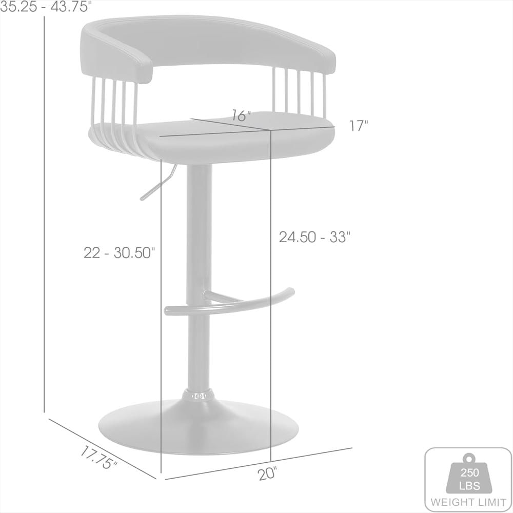 Taburete De Bar Armen Living Piel Sintética Negra Giratorio Altura Ajustable Metal Negro img #3