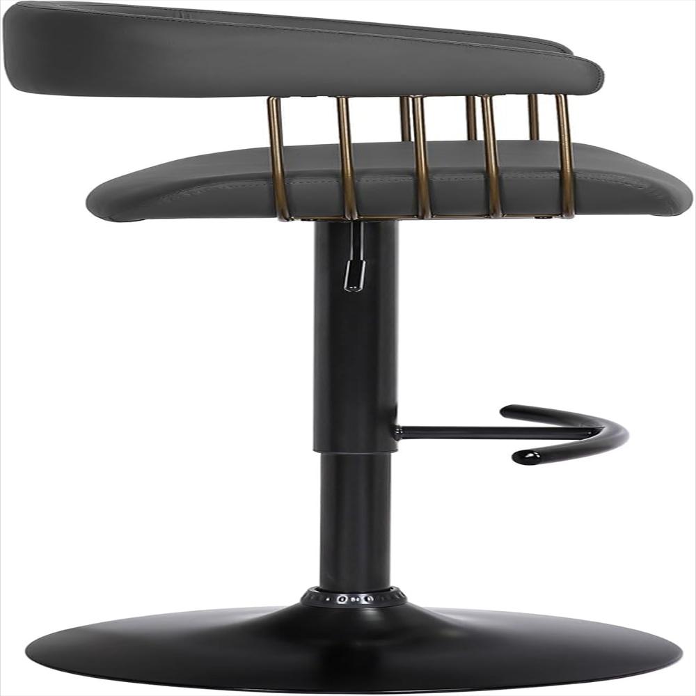 Taburete De Bar Armen Living Piel Sintética Negra Giratorio Altura Ajustable Metal Negro img #5