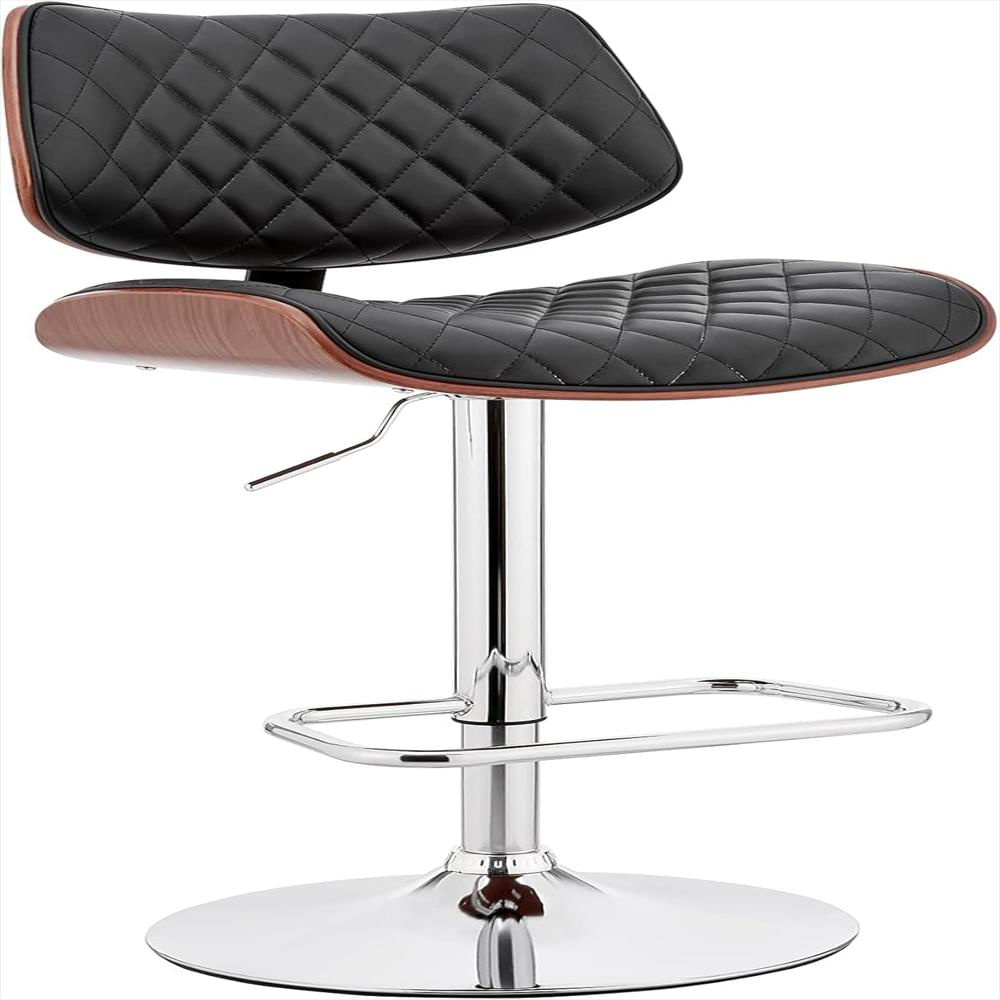 Taburete Giratorio Armen Living Piel Sintética Negra Altura Ajustable 360 Grados img #1