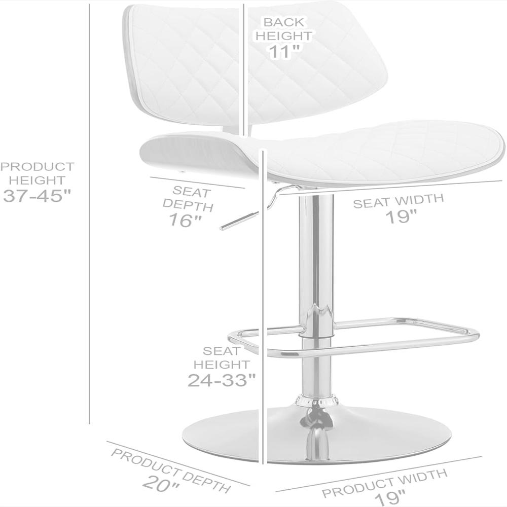 Taburete Giratorio Armen Living Piel Sintética Negra Altura Ajustable 360 Grados img #3