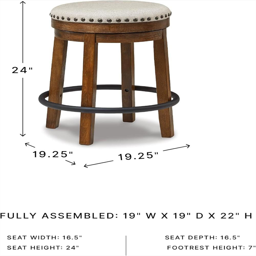 Taburete De Bar Signature Design By Ashley Giratorio Madera Marrón Acolchado 60 Cm img #3
