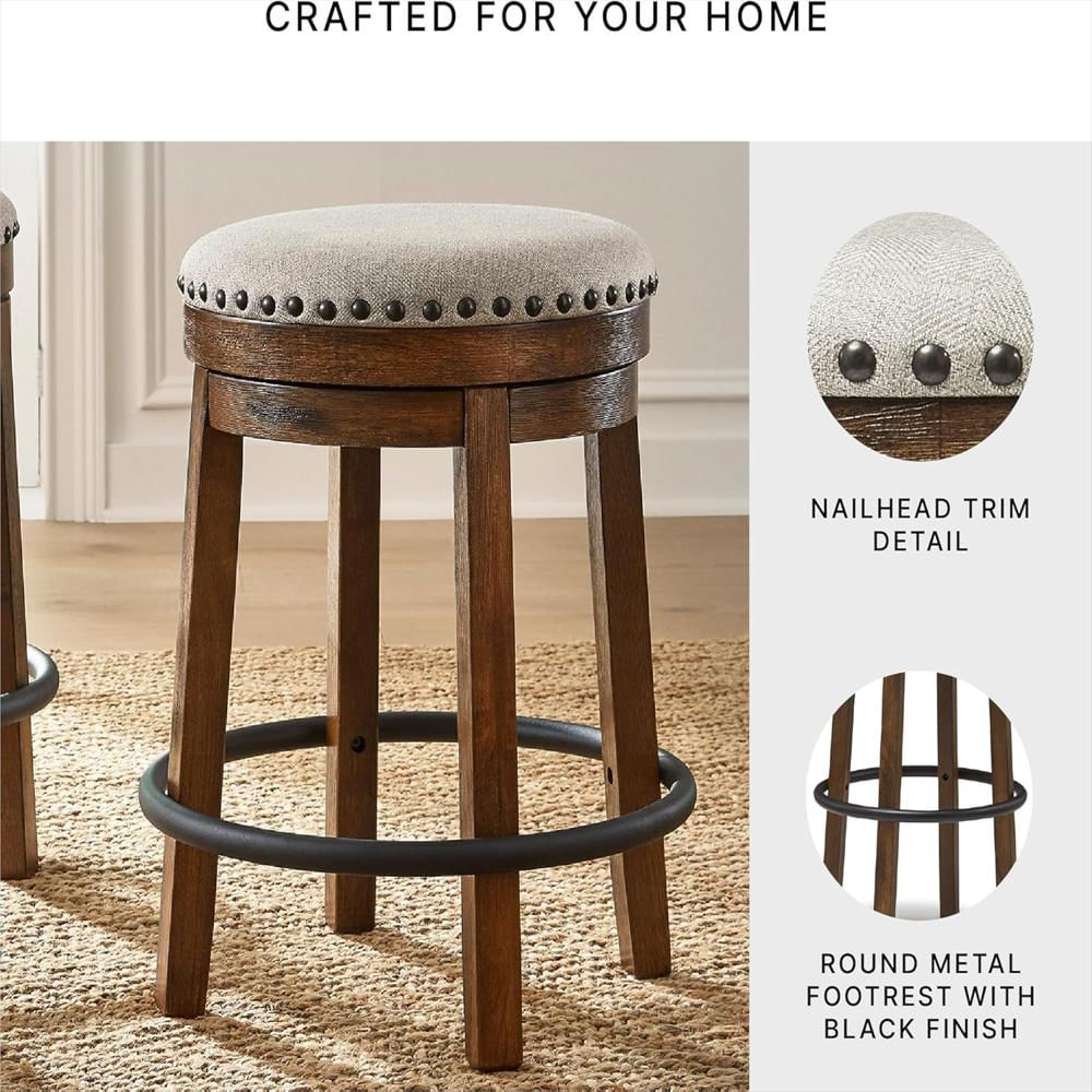 Taburete De Bar Signature Design By Ashley Giratorio Madera Marrón Acolchado 60 Cm img #4