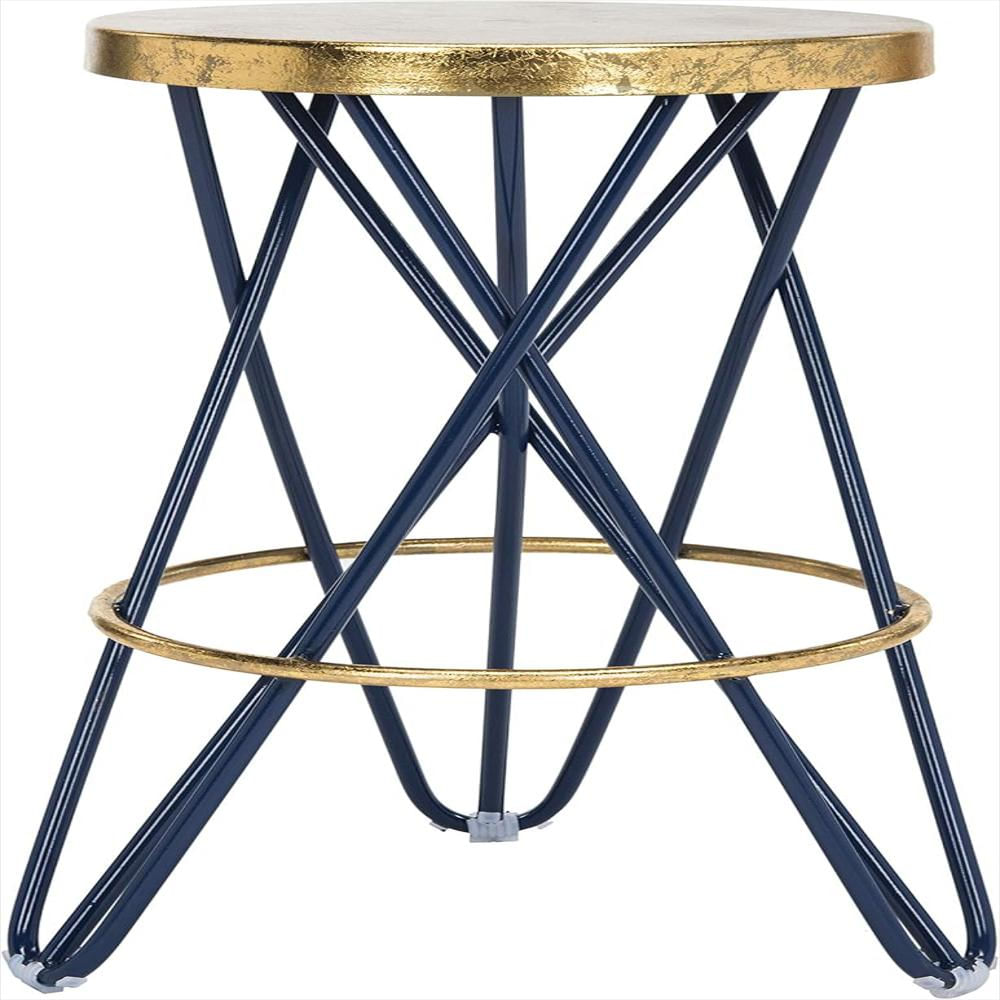 Taburete De Bar Safavieh Tapicería Azul Marino Metal Dorado 76 Cm img #1